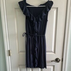 J. Crew Blue Ruffled Tie Front Sundress